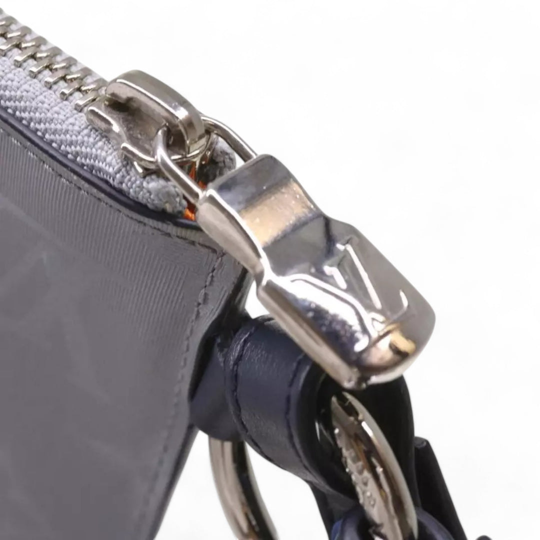 Louis Vuitton Monogram Satellite Alpha Pouch Silver Unisex Handbag with Card Holder