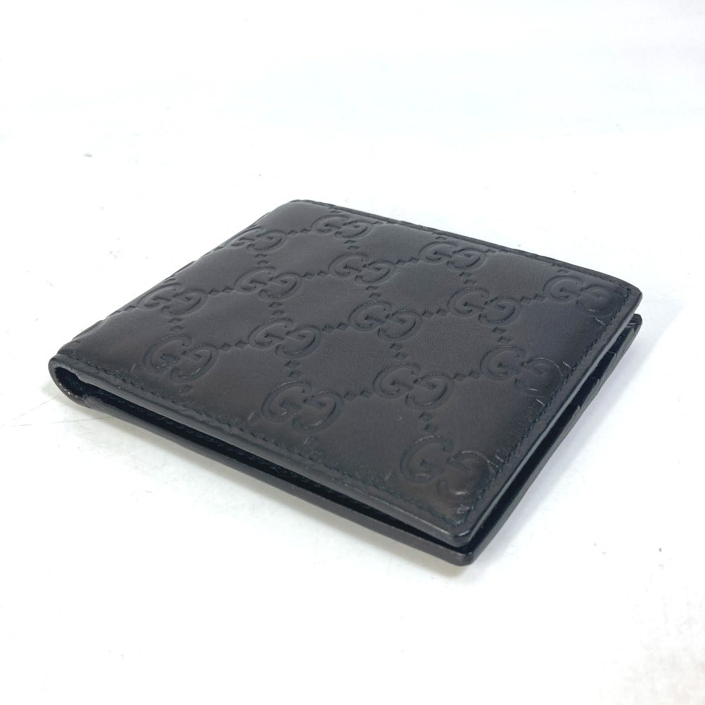 GUCCI Folded wallet 145754 Sima leather Black type Compact wallet GG Guccisima mens Used Authentic