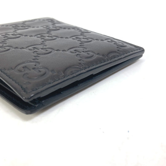 GUCCI Folded wallet 145754 Sima leather Black type Compact wallet GG Guccisima mens Used Authentic