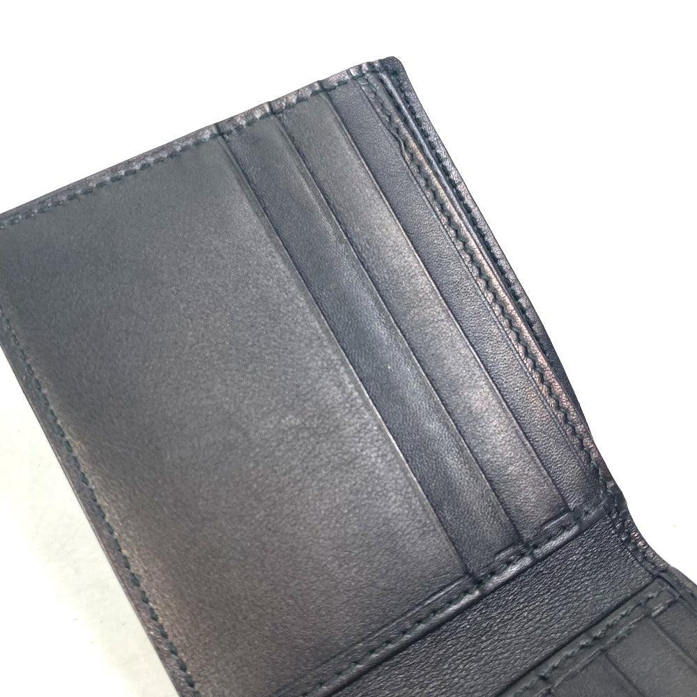 GUCCI Folded wallet 145754 Sima leather Black type Compact wallet GG Guccisima mens Used Authentic