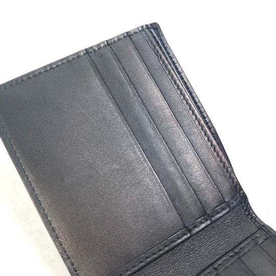 GUCCI Folded wallet 145754 Sima leather Black type Compact wallet GG Guccisima mens Used Authentic