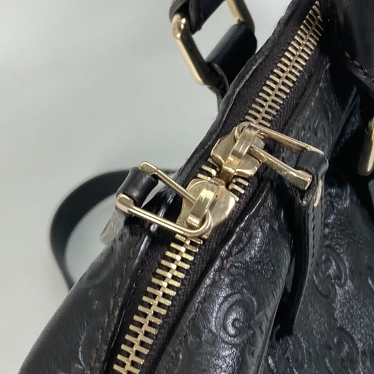 GUCCI Business bag 208463 leather Dark brown Tote Bag handbag Guccisima GG