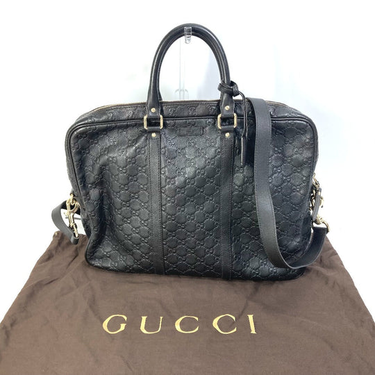 GUCCI Business bag 208463 leather Dark brown Tote Bag handbag Guccisima GG