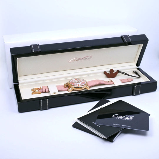 Gaga Milano Watches Quartz 5012.WH.KALA Stainless Steel , Leather pink Manure 40 White dial unisex(Unisex) Used Authentic