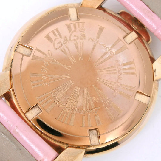Gaga Milano Watches Quartz 5012.WH.KALA Stainless Steel , Leather pink Manure 40 White dial unisex(Unisex) Used Authentic
