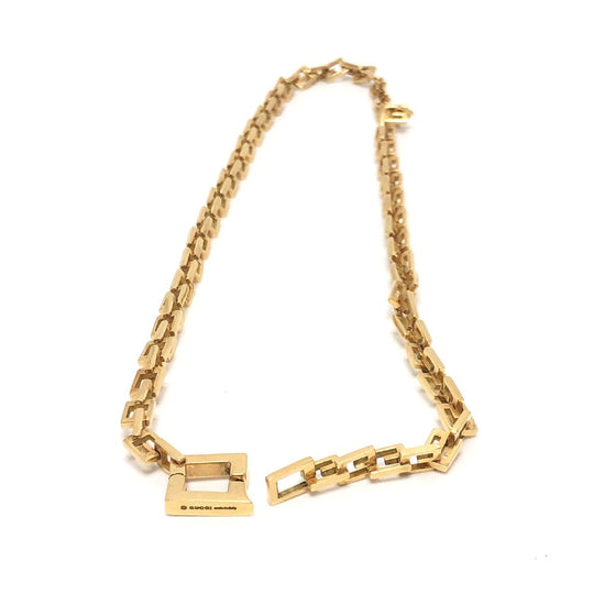GUCCI Necklace 18K Yellow Gold gold K18YG G logo link square Women Used Authentic