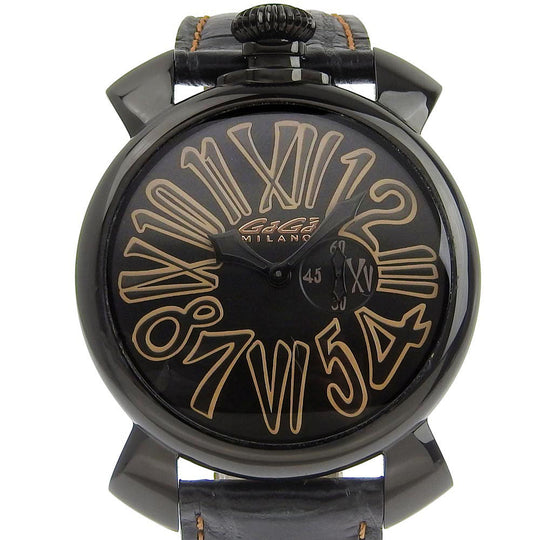 Gaga Milano Watches Quartz 5086 Stainless Steel black Manure Slim 46 black dial mens Used Authentic