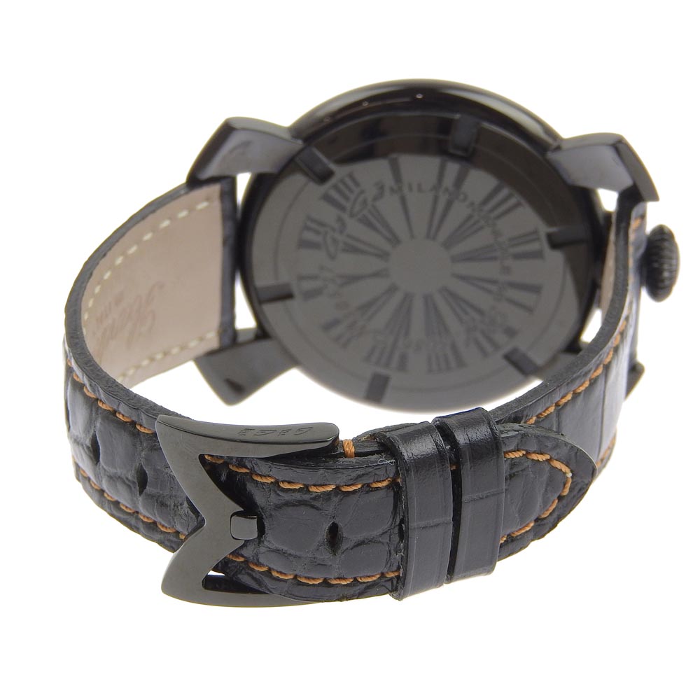 Gaga Milano Watches Quartz 5086 Stainless Steel black Manure Slim 46 black dial mens Used Authentic