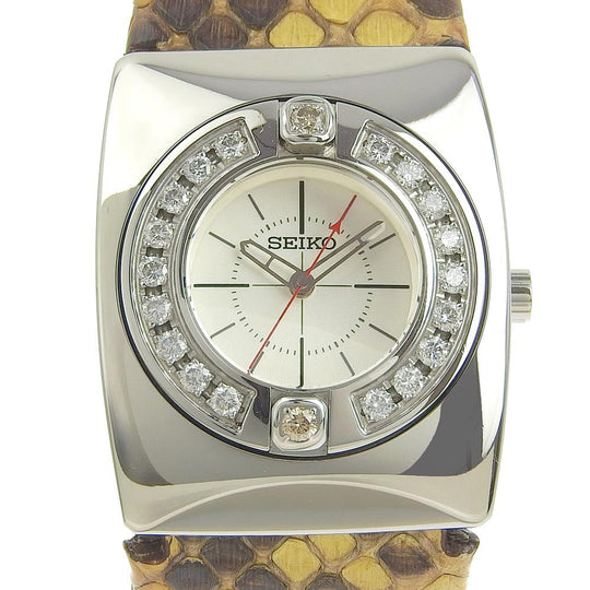 SEIKO Watches Quartz SRXJ001 Stainless Steel, 2P Brown Diamond Brown 4J45-0AB0 18PDiamond M White dial Women Used Authentic