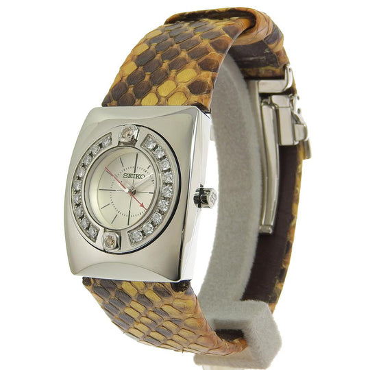SEIKO Watches Quartz SRXJ001 Stainless Steel, 2P Brown Diamond Brown 4J45-0AB0 18PDiamond M White dial Women Used Authentic