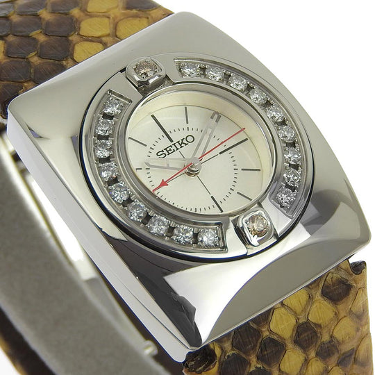 SEIKO Watches Quartz SRXJ001 Stainless Steel, 2P Brown Diamond Brown 4J45-0AB0 18PDiamond M White dial Women Used Authentic