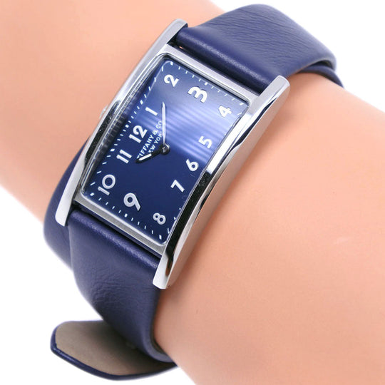TIFFANY&Co. Watches Quartz 36668694 Stainless Steel , Leather Navy East West Mini Navy dial Women Used Authentic