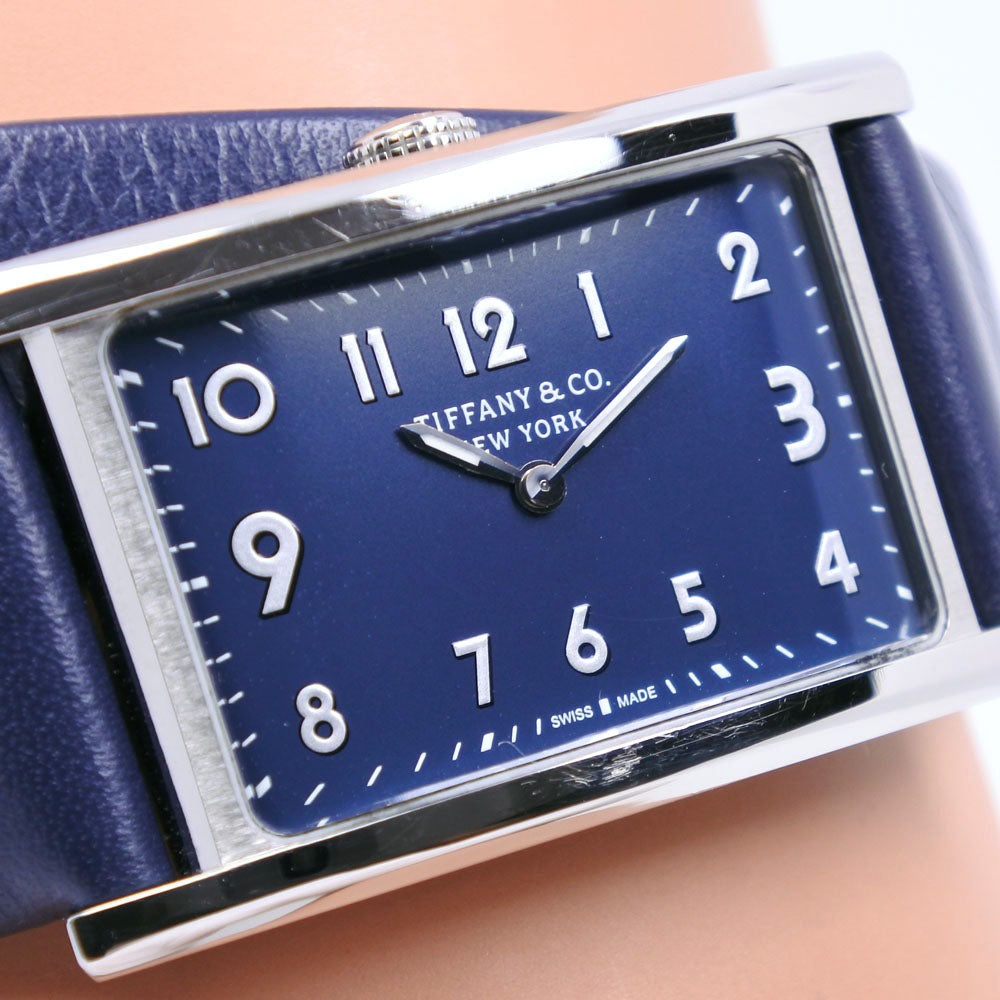 TIFFANY&Co. Watches Quartz 36668694 Stainless Steel , Leather Navy East West Mini Navy dial Women Used Authentic