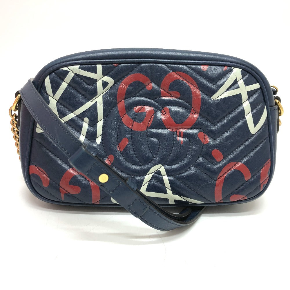 GUCCI Shoulder Bag 447632 leather Gold Metal GG Marmont Ghost unisex(Unisex) Used Authentic