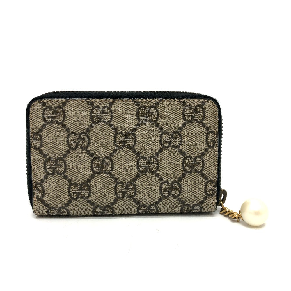 GUCCI Coin case 431482 GG canvas, fake pearl beige Zip Around Women Used Authentic