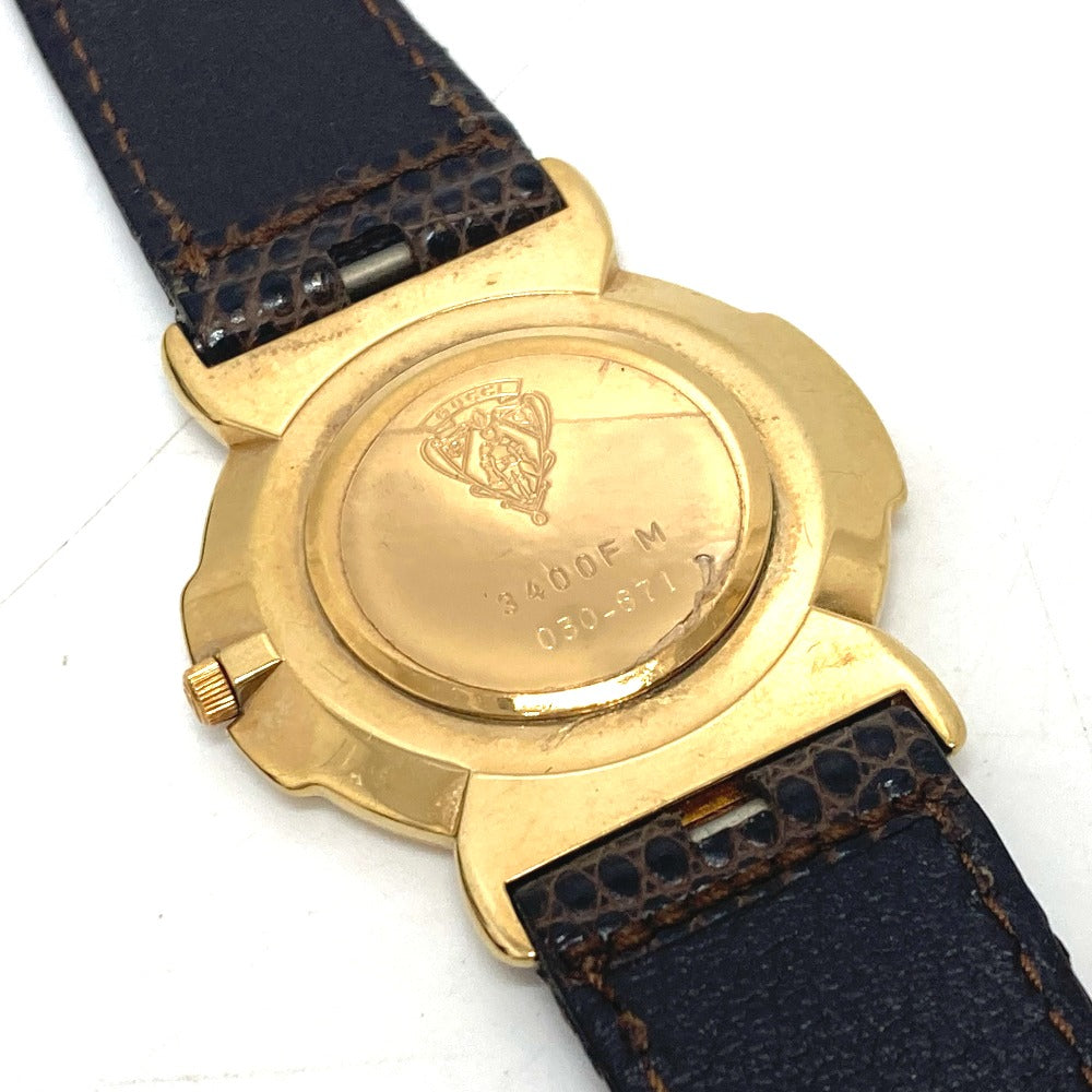 GUCCI Watches Quartz 3400F Gold Plated gold gold dial mens Used Authentic