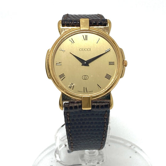 GUCCI Watches Quartz 3400F Gold Plated gold gold dial mens Used Authentic