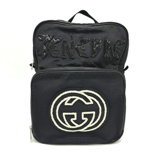 GUCCI Backpack 536724 canvas black Sequined logo interlocking G