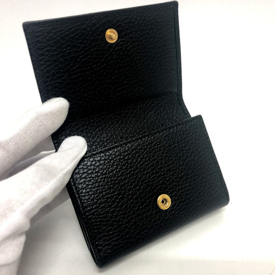 GUCCI Trifold wallet 474746 leather black GG Marmont Compact Wallet Women Used Authentic