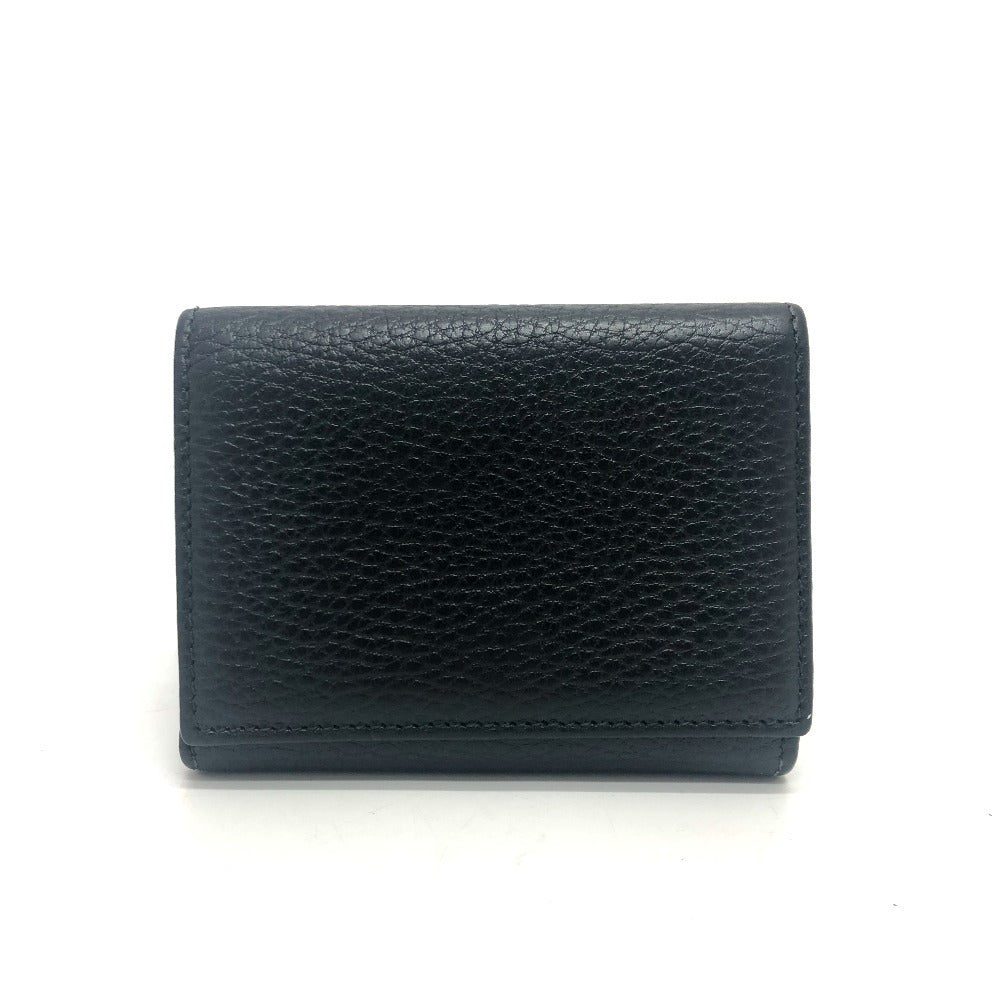 GUCCI Trifold wallet 474746 leather black GG Marmont Compact Wallet Women Used Authentic