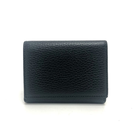 GUCCI Trifold wallet 474746 leather black GG Marmont Compact Wallet Women Used Authentic