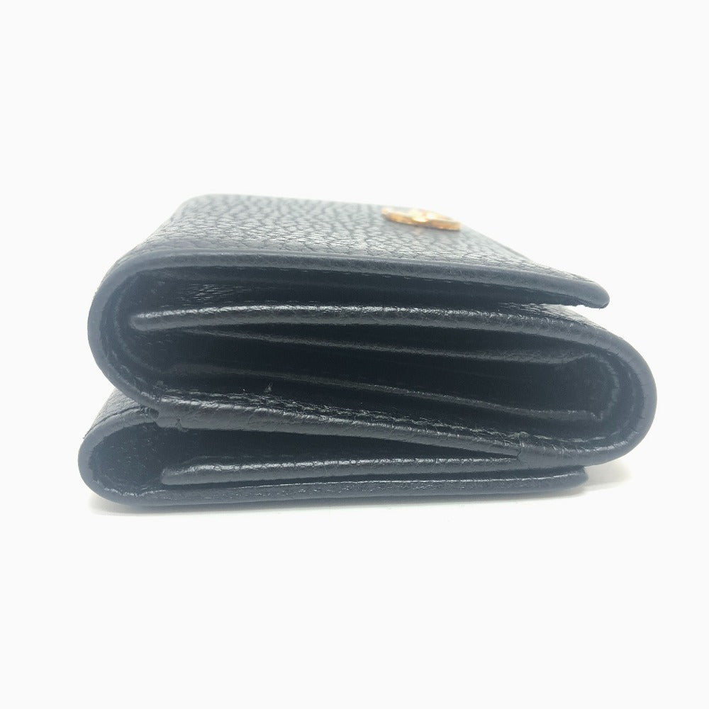 GUCCI Trifold wallet 474746 leather black GG Marmont Compact Wallet Women Used Authentic