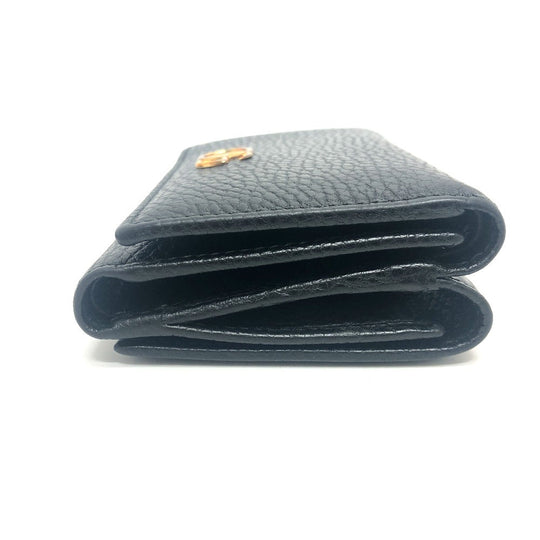 GUCCI Trifold wallet 474746 leather black GG Marmont Compact Wallet Women Used Authentic