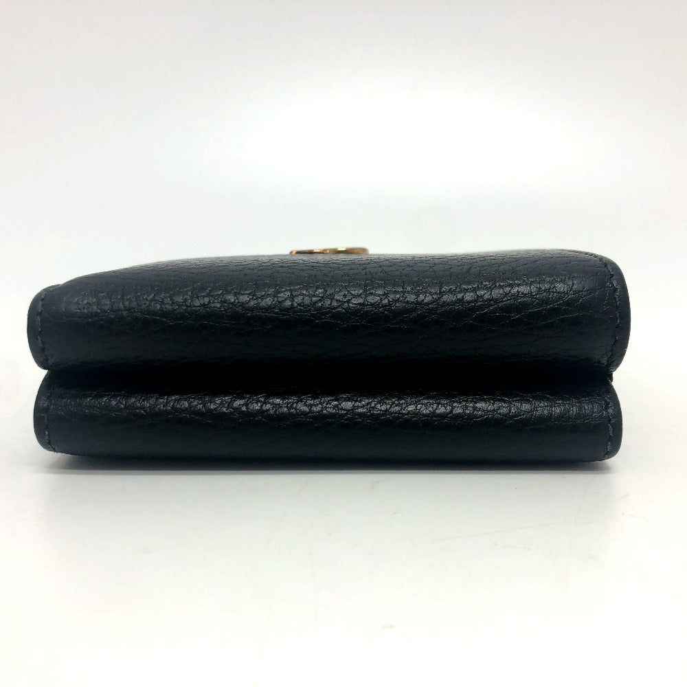 GUCCI Trifold wallet 474746 leather black GG Marmont Compact Wallet Women Used Authentic