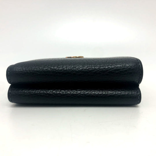 GUCCI Trifold wallet 474746 leather black GG Marmont Compact Wallet Women Used Authentic