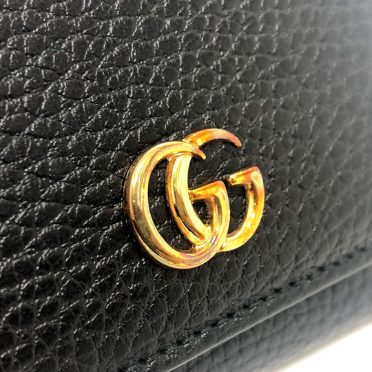 GUCCI Trifold wallet 474746 leather black GG Marmont Compact Wallet Women Used Authentic