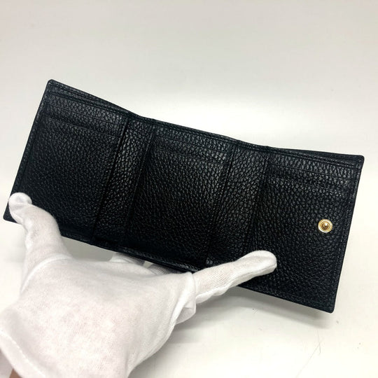 GUCCI Trifold wallet 474746 leather black GG Marmont Compact Wallet Women Used Authentic