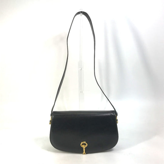 GUCCI Shoulder Bag leather black Old Gucci horsebit old gucci