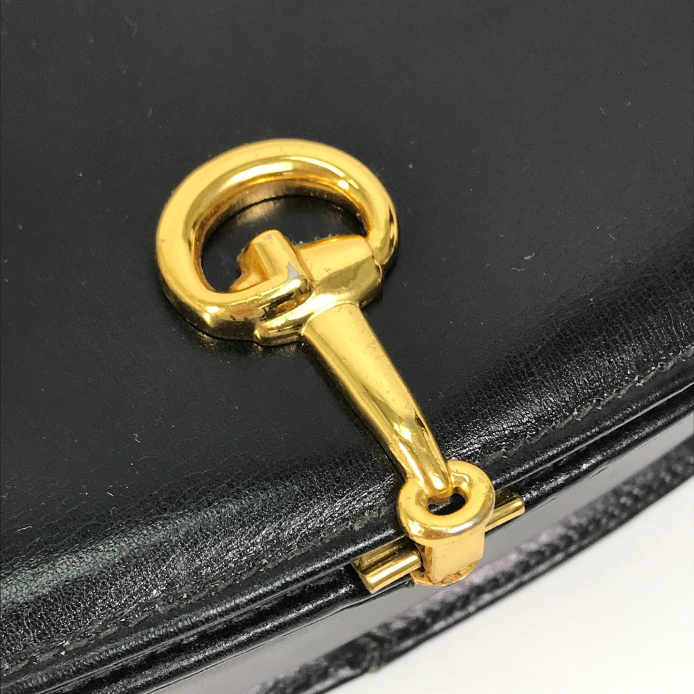 GUCCI Shoulder Bag leather black Old Gucci horsebit old gucci