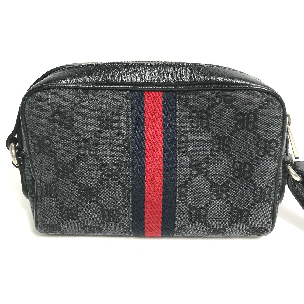 GUCCI Shoulder Bag 680128 Canvas / leather black Balenciaga Balenciaga collaboration Hacker Project GG mens Used Authentic