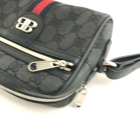 GUCCI Shoulder Bag 680128 Canvas / leather black Balenciaga Balenciaga collaboration Hacker Project GG mens Used Authentic