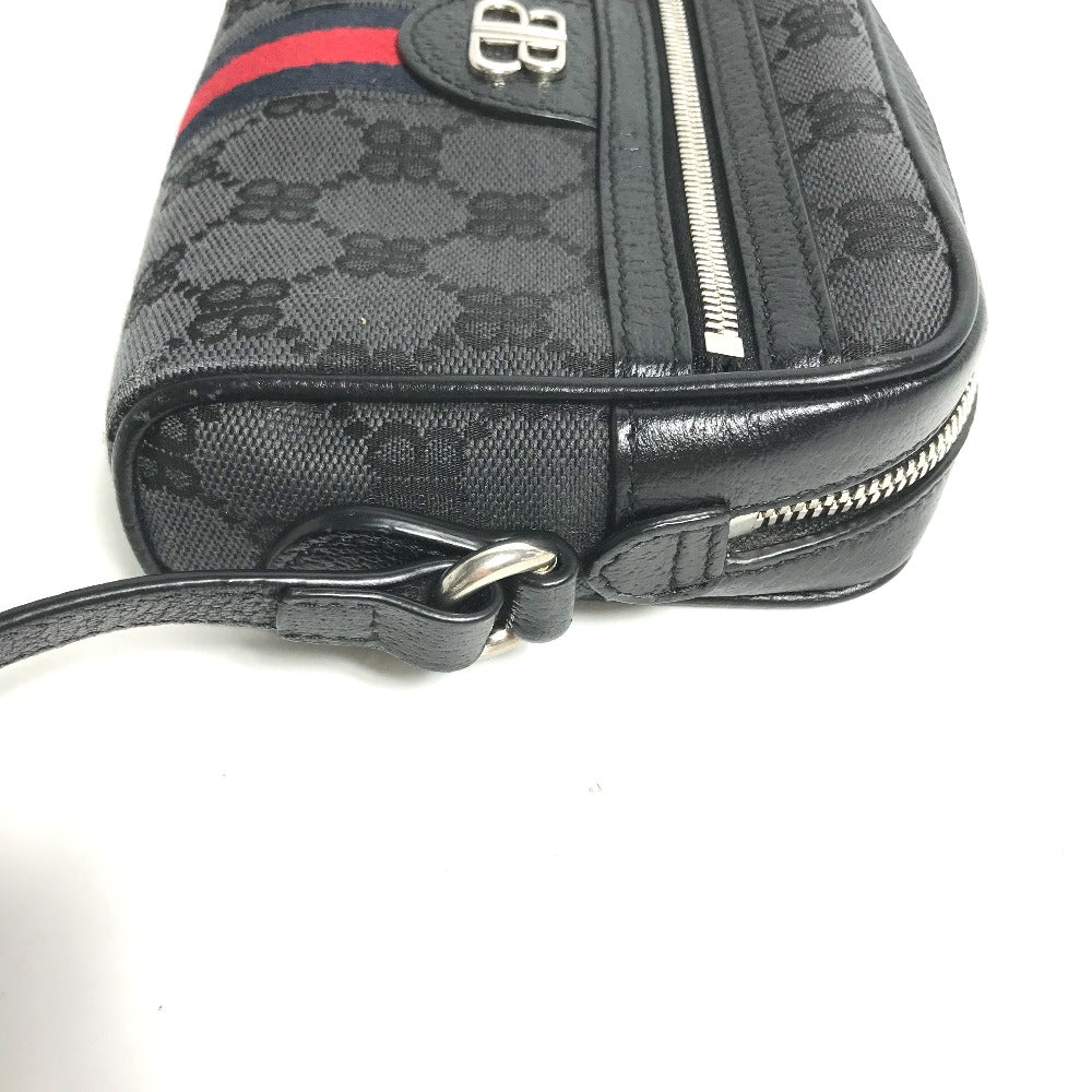 GUCCI Shoulder Bag 680128 Canvas / leather black Balenciaga Balenciaga collaboration Hacker Project GG mens Used Authentic