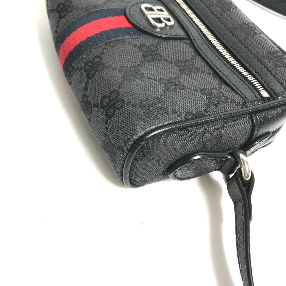 GUCCI Shoulder Bag 680128 Canvas / leather black Balenciaga Balenciaga collaboration Hacker Project GG mens Used Authentic