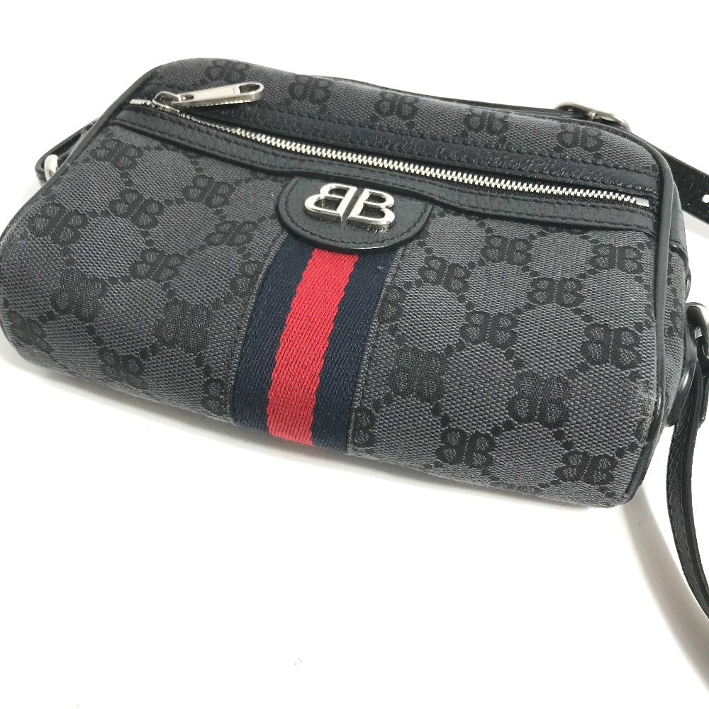 GUCCI Shoulder Bag 680128 Canvas / leather black Balenciaga Balenciaga collaboration Hacker Project GG mens Used Authentic