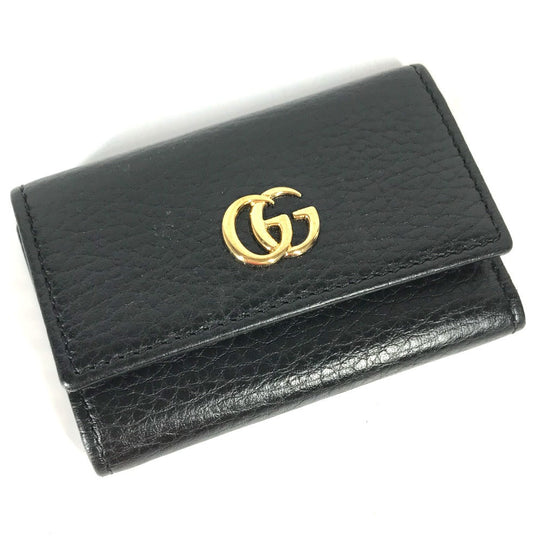 GUCCI Key case Key holder  456118 leather black key GG Marmont Women Used Authentic