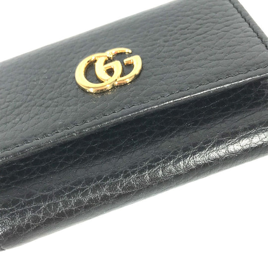 GUCCI Key case Key holder  456118 leather black key GG Marmont Women Used Authentic
