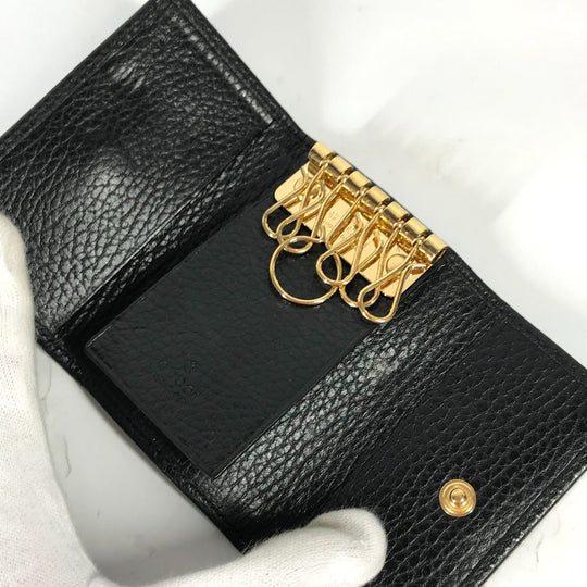 GUCCI Key case Key holder  456118 leather black key GG Marmont Women Used Authentic