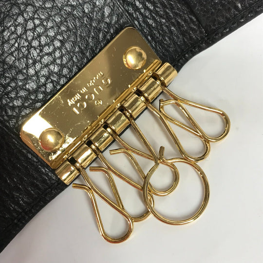GUCCI Key case Key holder  456118 leather black key GG Marmont Women Used Authentic