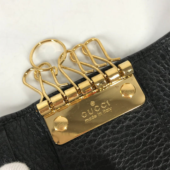 GUCCI Key case Key holder  456118 leather black key GG Marmont Women Used Authentic