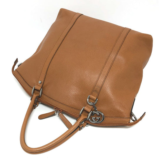 GUCCI Handbag 33955 leather Brown Interlocking G charm
