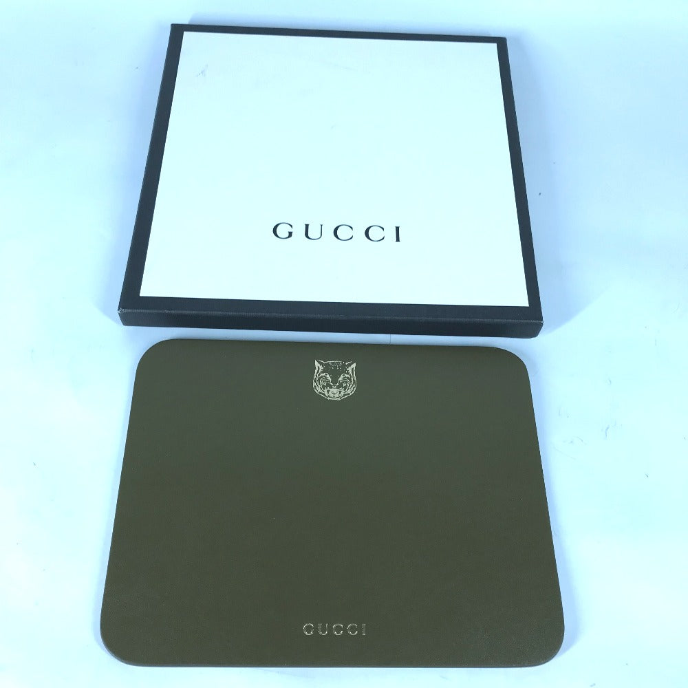 GUCCI Other miscellaneous goods leather khaki PC personal computer interior tiger mouse pad mens Used Authentic