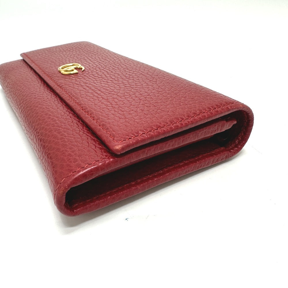 GUCCI Long Wallet Purse 456116 leather Red FF Marmont Women Used Authentic