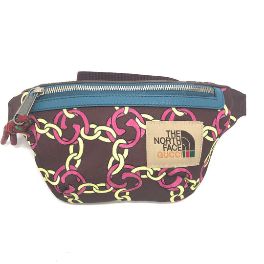 GUCCI Sling bag 650299 Nylon Brown THE NORTH FACE collaboration waist pouch Women Used Authentic