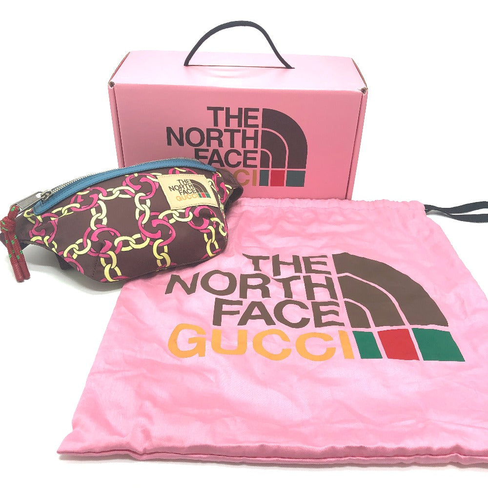 GUCCI Sling bag 650299 Nylon Brown THE NORTH FACE collaboration waist pouch Women Used Authentic