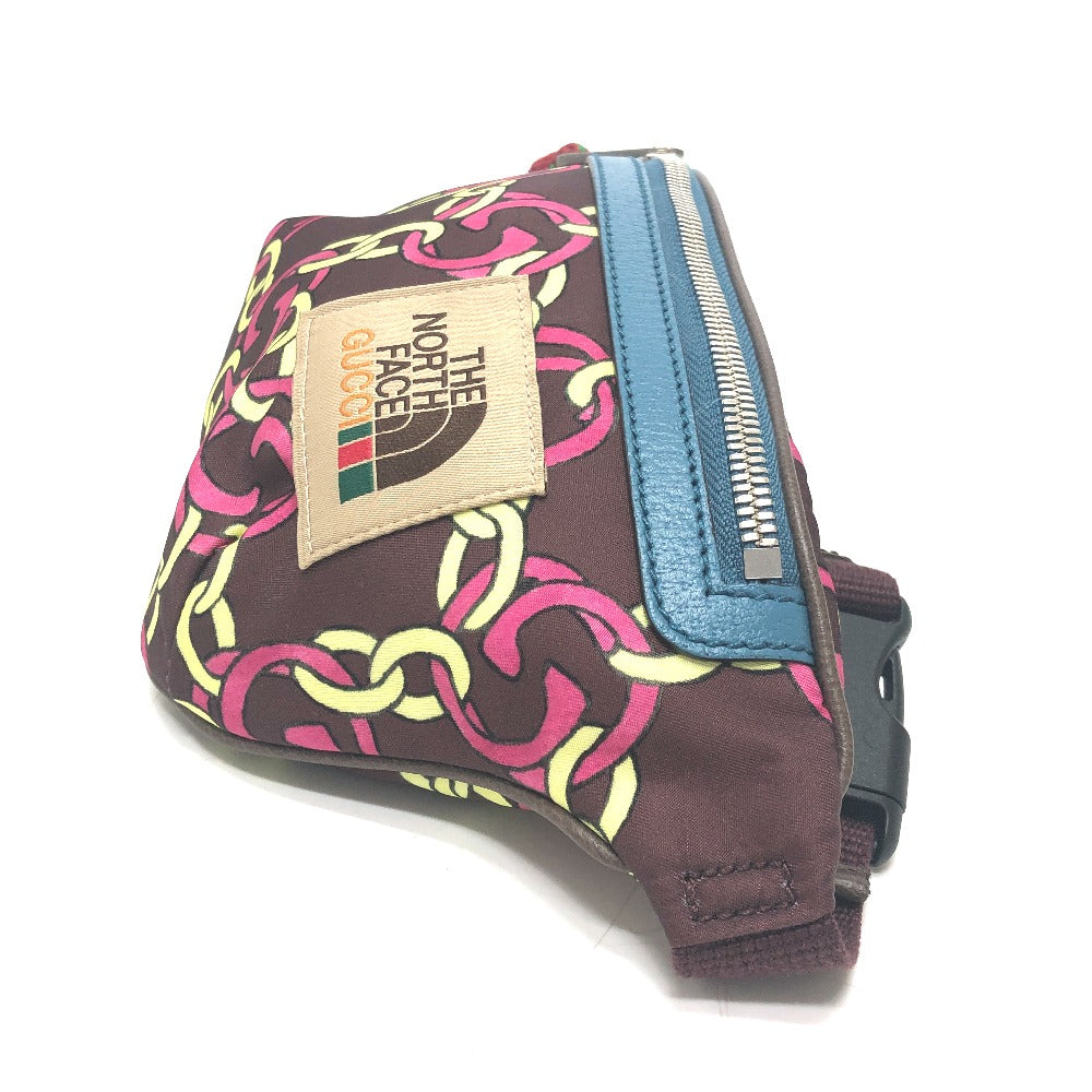 GUCCI Sling bag 650299 Nylon Brown THE NORTH FACE collaboration waist pouch Women Used Authentic