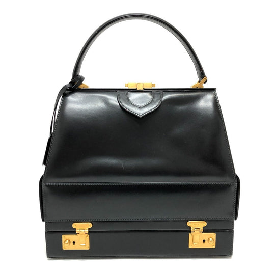 GUCCI Handbag 110�E0218 leather black BOX Vanity Bag old gucci purse Women Used Authentic